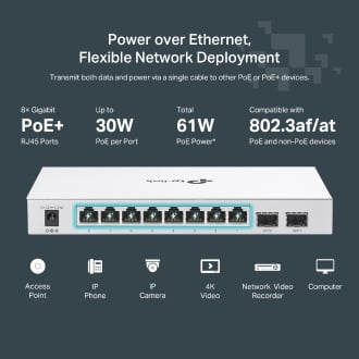 Switch Gestionable TP-Link Festa FS310GP Smart 8 Puertos Gigabit PoE + 2 SFP