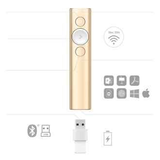 Mando de presentaciones inalámbrico Logitech Spotlight 30m oro