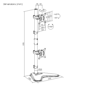 Soporte de mesa Equip 650128 13" a 32" con peana para 2 pantallas