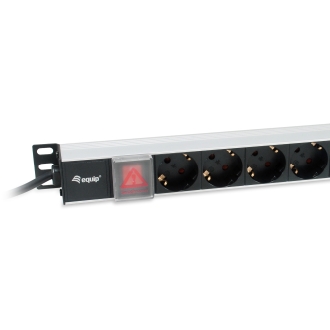 Regleta Alimentacion Aluminio Rack 19" 1u 8 Tomas Tipo Shucko Euro Cable 3m Aluminio