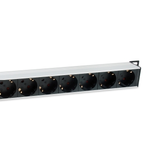 Regleta Alimentacion Aluminio Rack 19" 1u 8 Tomas Tipo Shucko Euro Cable 3m Aluminio