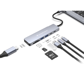 Docking Usb-c 7-in-1 Conceptronic Donn28g 1xHDMI 4k 2xUSB-A 3.0 2xUSB-C Pd 100W 1xSD 1xMICROSD