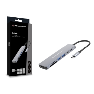 Docking Usb-c 7-in-1 Conceptronic Donn28g 1xHDMI 4k 2xUSB-A 3.0 2xUSB-C Pd 100W 1xSD 1xMICROSD