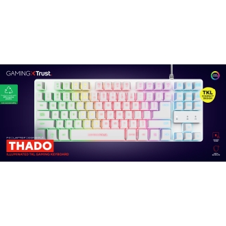Teclado Trust Gaming Gxt833w Thado Metalico Compacto Iluminacion Led multimedia Usb blanco