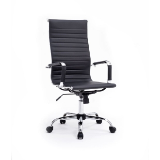 Silla De Oficina Equip Respaldo Alto recubrimiento Pu de alta calidad ergonomica negro