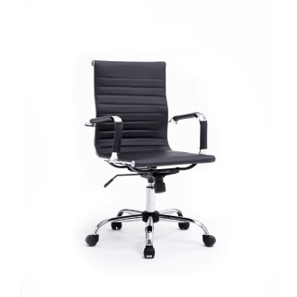 Silla De Oficina Equip Respaldo Medio recubrimiento Pu de alta calidad Ergonomica negro