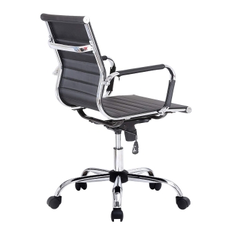Silla De Oficina Equip Respaldo Medio recubrimiento Pu de alta calidad Ergonomica negro