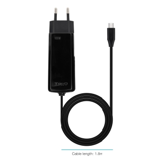 Cargador TooQ TQLC-USBCGAN100PD-C USB tipo C PD 100W con sistema GaN negro