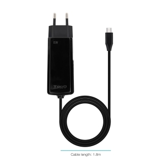 Cargador TooQ TQLC-USBCGAN65PD-C USB tipo C PD 65W con sistema GaN negro