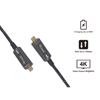 Cable Equip USB tipo C activo óptico macho/macho 4K transferencia 10Gbps 60w 5m negro