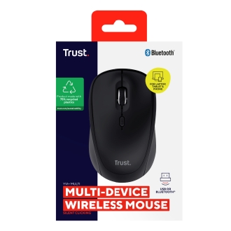 Ratón inalámbrico y bluetooth Trust YVI+ 1600DPI 3 dispositivo negro