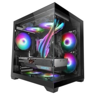 Caja mATX Cube Mars Gaming MC-VIEW2 cristal continuo negro