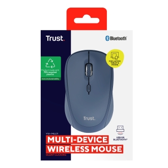 Ratón inalámbrico RF y bluetooth Trust YVI+ 1600DPI 3 dispositivos azul