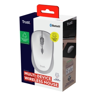 Ratón inalámbrico RF y bluetooth Trust YVI+ 1600DPI 3 dispositivos blanco