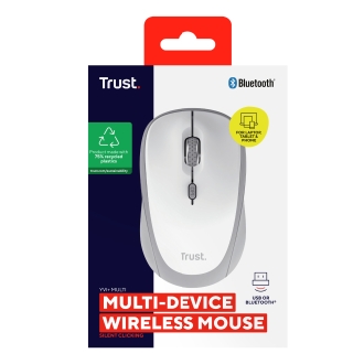 Ratón inalámbrico RF y bluetooth Trust YVI+ 1600DPI 3 dispositivos blanco