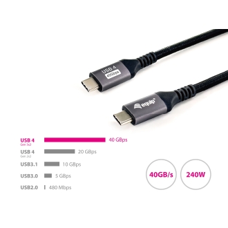 Cable Equip USB tipo C 4 Gen2x2 macho/macho transferencia 40G 240W 1m negro