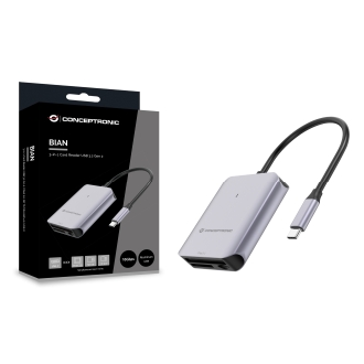 Lector de tarjetas externo Conceptronic BIAN09G USB TIPO C SD/SDHC/SDXC MicroSD/T-Flash