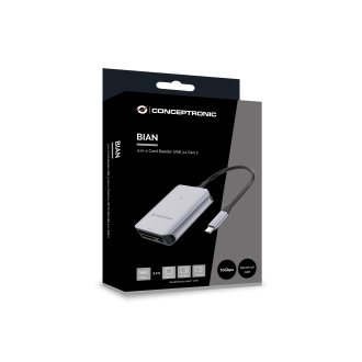 Lector de tarjetas externo Conceptronic BIAN09G USB TIPO C SD/SDHC/SDXC MicroSD/T-Flash