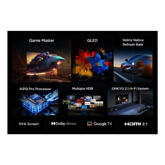 TV TCL 55" 55P8K UHD QLED Google TV 144Hz Onkyo
