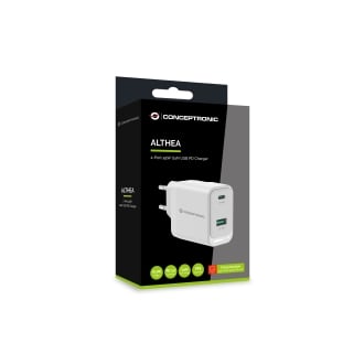 Cargador Conceptronic GaN ALTHEA20W45 45W 1xUSB-C 1xUSB-A, QC 3.0, PPS, PD 3.0