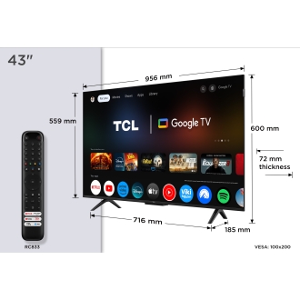 TV TCL 43" 43P7K UHD QLED Google TV Dolby Atmos