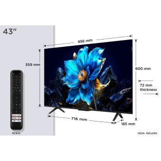 TV TCL 43" 43P7K UHD QLED Google TV Dolby Atmos