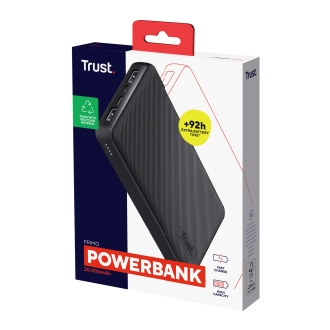 Powerbank Trust Primo 20.000mAh input micro USB y USB-C, output 2 USB-A 1 USB