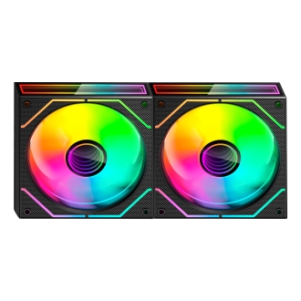 Kit 2×Ventilador interno ARGB Mars Gaming MF3DPROX2R negro 120mm ARGB 360º PWM aspas invertidas