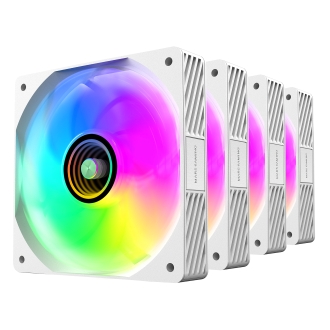 Kit 4×Ventilador interno ARGB Mars Gaming MF3DPROKIT blanco 120mm ARGB hub RF remote