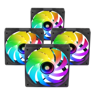 Kit 4×Ventilador interno ARGB Mars Gaming MF3DPROKIT negro 120mm ARGB hub RF remote