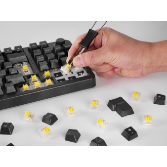 Teclado Mars Gaming MKPROYES mecánico RGB silent switch, rueda de control, negro