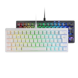 Teclado Mars Gaming compacto MKMINIPROWBRES hot-swap mecánico switch marrón RGB Chroma blanco