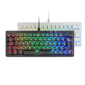 Teclado Mars Gaming compacto MKMINIPROWBRES hot-swap mecánico switch marrón RGB Chroma blanco