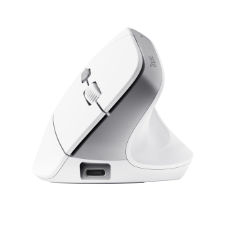 Ratón inalámbrico Trust Bayo II ergonómico vertical 6 Bot. Recargable blanco