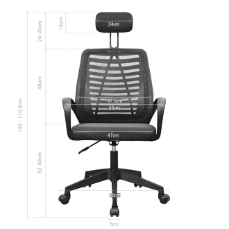 Silla ergonómica Mars Gaming MGCERGOBBK negro respaldo en malla transpirable reposacabezas ajustable