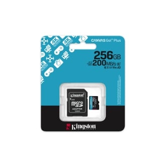 Memoria microSD Kingston 256GB Canvas Go Plus Gen4 200 MB/s, A2 U3 V30 con adaptador