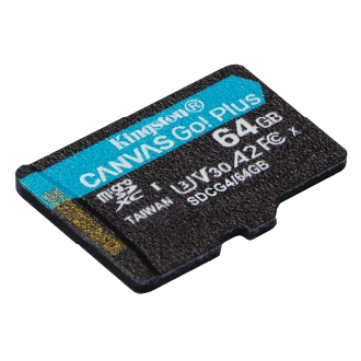 Memoria microSD Kingston 64GB Canvas Go Plus Gen4 200 MB/s, A2 U3 V30 con adaptador