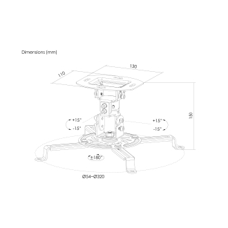 Soporte de techo para proyector Equip 650705 negro