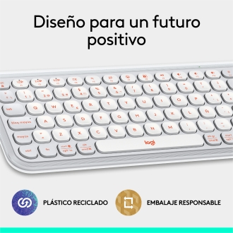 Teclado inalámbrico Logitech Pop Icon Keys blanco - naranja