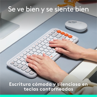 Teclado inalámbrico Logitech Pop Icon Keys blanco - naranja