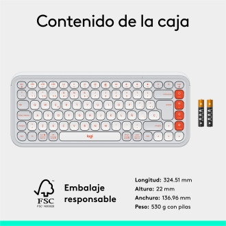 Teclado inalámbrico Logitech Pop Icon Keys blanco - naranja