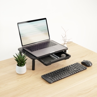 Soporte elevador regulable para monitor TooQ TQMR081 con cajón negro