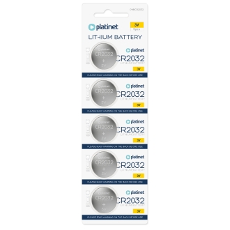 Pilas CR2032 Platinet botón litio 3V pack 5 unidades
