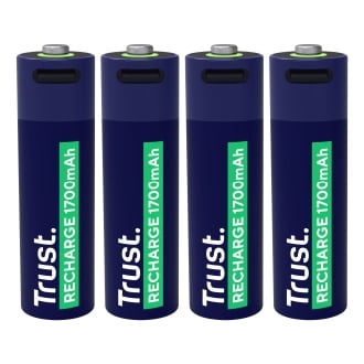 Pilas AA recargables Trust USB-C 1700 mAh pack 4 unidades 25631