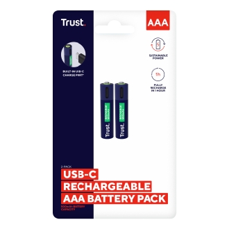 Pilas AAA recargables Trust USB-C 500 mAh pack 2 unidades 25585