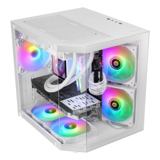 Caja mATX Mars Gaming MC3TLite blanco 3 paneles de cristal