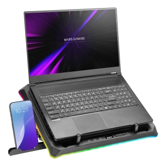 Base refrigeradora para portátiles 18" Mars Gaming Mnbcultra con soporte de móvil Rgb Hub Usb