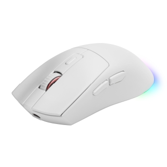 Ratón Mars inalámbrico Gaming RF Y bluetooth Mmt3 Rgb base de recarga Magnética 14400 Dpi blanco