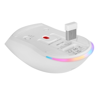 Ratón Mars inalámbrico Gaming RF Y bluetooth Mmt3 Rgb base de recarga Magnética 14400 Dpi blanco