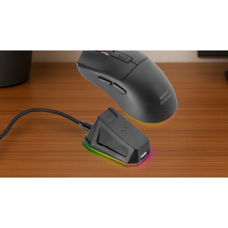 Ratón Mars inalámbrico Gaming RF Y bluetooth Mmt3 Rgb base de recarga Magnética 14400 Dpi negro